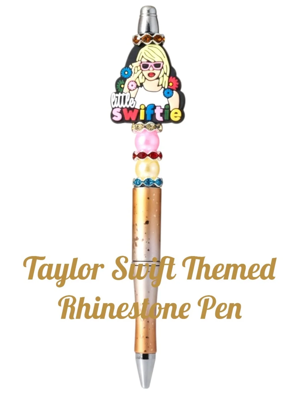 2pc Taylor Swift Sparkly Beaded Rhinestone Pen & Keyxhain Set- Gift Box Included - Picture 9 of 13